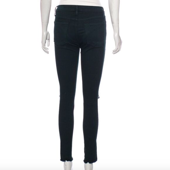 💙 FRAME Le Skinny de Jeanne Hunter Green Distressed Skinny Denim Size 27 - Picture 4 of 7